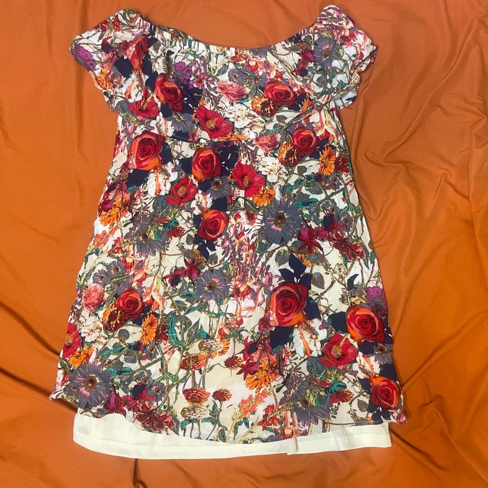 Filly flare off the shoulder mini dress floral